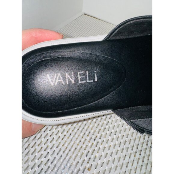 Vaneli Colver Perforated Black Leather Comfort Cushioned Slide Sandals Size 8M - Picture 5 of 11